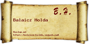 Balaicz Holda névjegykártya